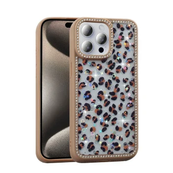 iPhone 15 Pro Max Kılıf Taşlı ve Simli Tasarım Azra Kapak