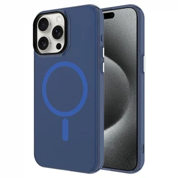 iPhone 15 Pro Max Kılıf M-safe Şarj Özellikli Buzlu Transparan C-Pro Sert Kapak