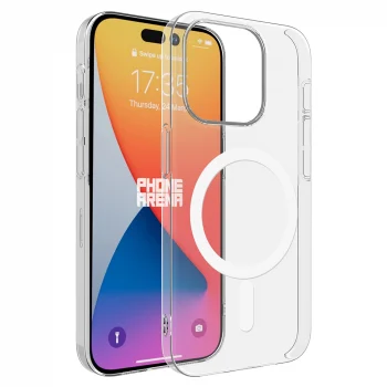 iPhone 15 Pro Max Kılıf M-safe Şarj Özellikli Şeffaf Tek Kamera Çerçeveli Porto Kapak