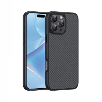 iPhone 16 Pro Kılıf M-safe Şarj Özellikli Karbon Fiber Tasarımlı Elnino Kapak