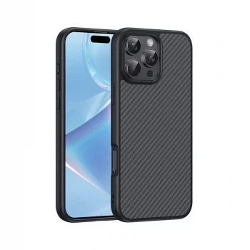 iPhone 16 Pro Kılıf M-safe Şarj Özellikli Karbon Fiber Tasarımlı Elnino Kapak