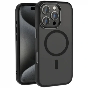 iPhone 16 Pro Kılıf M-safe Şarj Özellikli Parlak Kamera Çerçeveli Kost Kapak