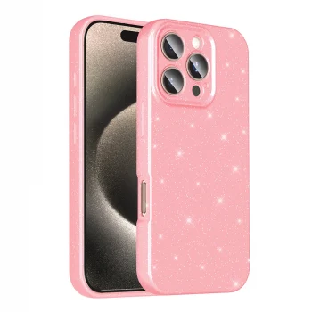 iPhone 16 Pro Max Kılıf Kamera Korumalı Simli Lüks Koton Kapak