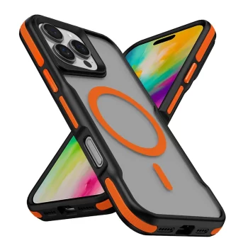 Apple iPhone 16 Pro Max Kılıf M-safe Şarj Özellikli Renkli Kenar Airbag Şeritli Zore Lamer Kapak