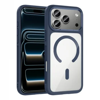 iPhone 17 Pro Max Kılıf M-Safe Şarj Özellikli Metal Kamera Çerçeveli Tiko Kapak