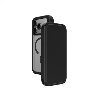 Apple iPhone 17 Pro PU Kartlıklı Kapaklı Amazingthing Glamour Foilo Serisi Kılıf