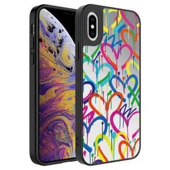 iPhone XS 5.8 Kılıf Aynalı Desenli Kamera Korumalı Parlak Mirror Kapak