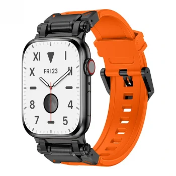 Watch 44mm KRD-101 Titanyum Metal Başlıklı Silikon Kordon