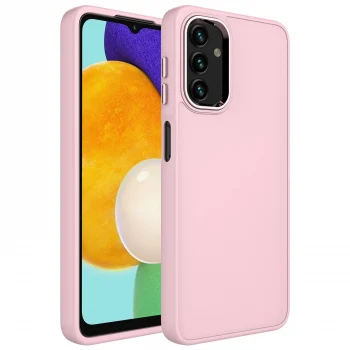 Samsung A04 Kılıf Metal Çerçeve ve Buton Tasarımlı Silikon  Luna Kapak
