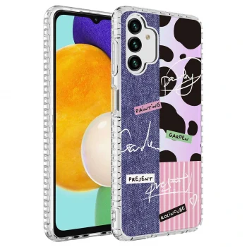 Samsung A04S Kılıf Airbag Kenarlı Renkli Desenli Silikon Elegans Kapak