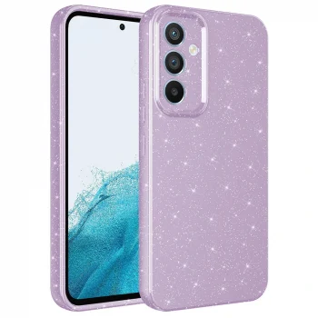 Samsung A14 Kılıf Kamera Korumalı Simli Lüks Koton Kapak