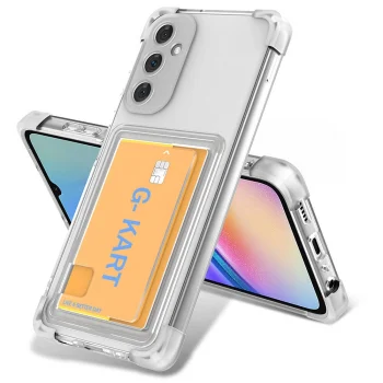Samsung A15 Kılıf Airbag Tasarımlı Şeffaf Kartlıklı G-Kart Kapak