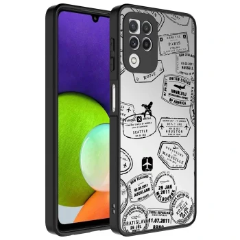 Samsung A22 4G Kılıf Aynalı Desenli Kamera Korumalı Parlak Mirror Kapak
