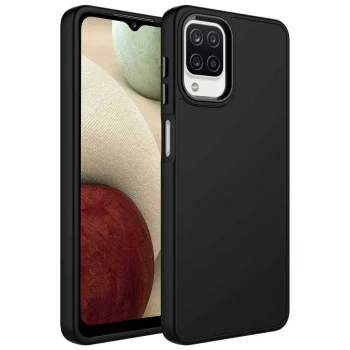 Samsung M22 Kılıf Metal Çerçeve ve Buton Tasarımlı Silikon Luna Kapak