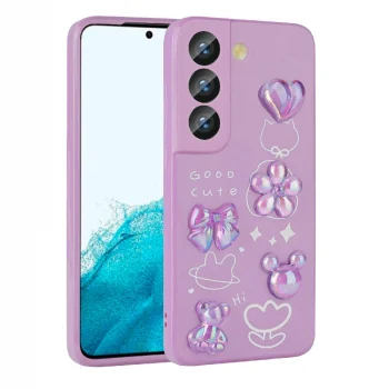 Samsung S21 FE Kılıf Kabartma Figürlü Parlak Toys Silikon Kapak