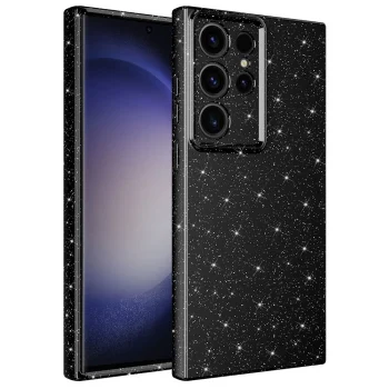 Samsung S23 Ultra Kılıf Kamera Korumalı Simli Lüks Koton Kapak