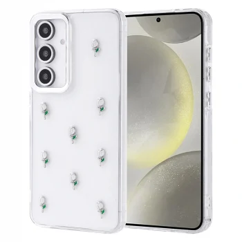 Samsung S24 FE Kılıf Airbag Tasarımlı Simli Şeffaf Kutup Kapak