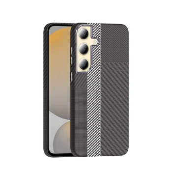 Samsung S24 Kılıf M-safe Şarj Özellikli Karbon Fiber Görünümlü Gros Kapak