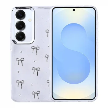 Samsung S24 Plus Kılıf Airbag Tasarımlı Simli Şeffaf Kutup Kapak