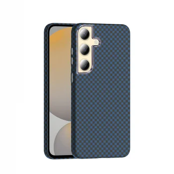 Samsung S24 Plus Kılıf M-safe Şarj Özellikli Karbon Fiber Görünümlü Gros Kapak