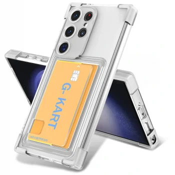 Samsung S24 Ultra Kılıf Airbag Tasarımlı Şeffaf Kartlıklı G-Kart Kapak
