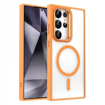 Samsung S24 Ultra Kılıf M-safe Şarj Özellikli Standlı M-safe Klon Kapak