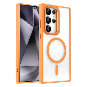 Samsung S24 Ultra Kılıf M-safe Şarj Özellikli Standlı M-safe Klon Kapak