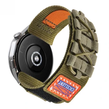 Samsung Watch 46mm Uyumlu-112 22mm Orbital Örgülü Halat Tasarımlı Naylon Kumaş Hasır Kordon