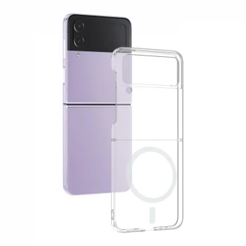 Samsung Z Flip 4 Kamera Korumalı M-Safe Şarj Özellikli Şeffaf London Sert PC Kapak