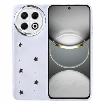 Tecno Spark 30 Pro Kılıf Airbag Tasarımlı Simli Şeffaf Kutup Kapak