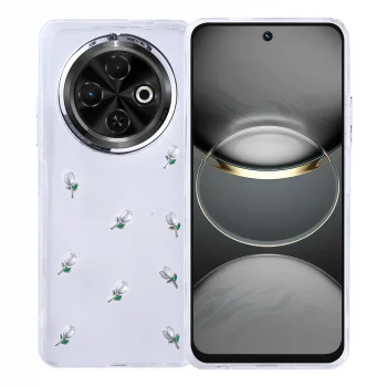 Tecno Spark 30C Kılıf Airbag Tasarımlı Simli Şeffaf Kutup Kapak