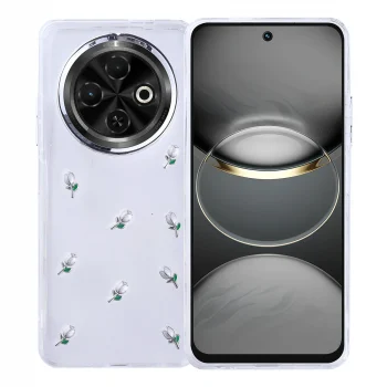 Tecno Spark 30C Kılıf Airbag Tasarımlı Simli Şeffaf Kutup Kapak