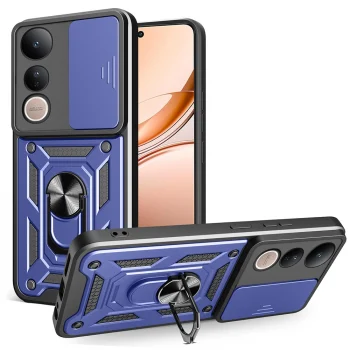 Vivo V50 Lite 4G Kılıf Magnetik Standlı Kamera Korumalı Sürgülü Vega Kapak