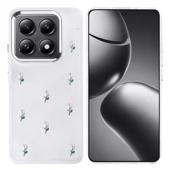 Xiaomi 14T Pro Kılıf Airbag Tasarımlı Simli Şeffaf Kutup Kapak