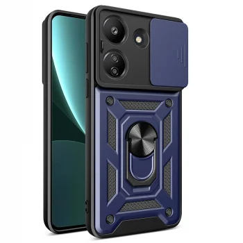 Xiaomi Poco C65 Kılıf Magnetik Standlı Kamera Korumalı Sürgülü Vega Kapak