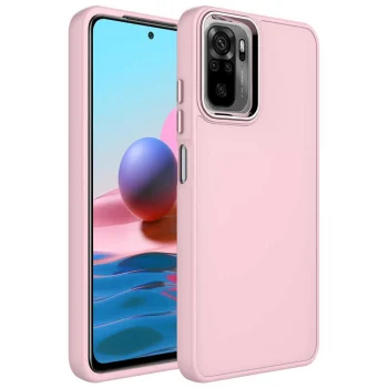 Xiaomi Redmi Note 10 Kılıf Metal Çerçeve ve Buton Tasarımlı Silikon  Luna Kapak