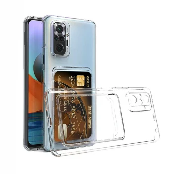 Xiaomi Redmi Note 10 Pro Kılıf Kartlıklı Şeffaf Setra Clear Silikon Kapak