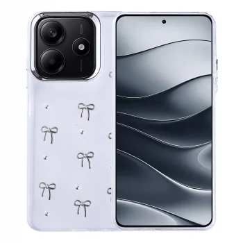 Xiaomi Redmi Note 14 4G Kılıf Airbag Tasarımlı Simli Şeffaf Kutup Kapak