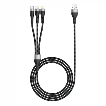 ZR-43 3in1 USB-A to Lightning – Type-C – Micro Şarj ve Data Kablosu 20W 1.5M