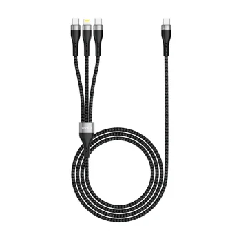 ZR-45 3in1 USB-A to Lightning - Type-C - Type-C Şarj ve Data Kablosu 20W 1.5M