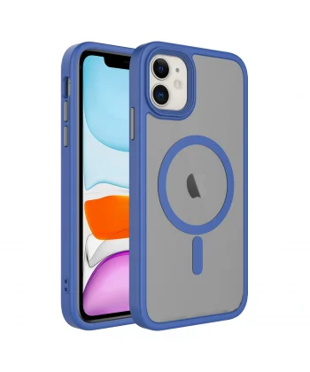 iPhone 12 Kılıf Mat Arka Yüzey Wireless Şarj Özellikli Flet M-safe Kapak