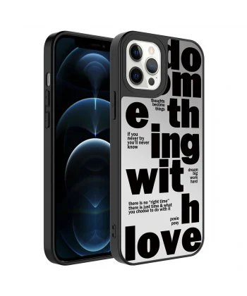 iPhone 12 Pro Kılıf Aynalı Desenli Kamera Korumalı Parlak Mirror Kapak