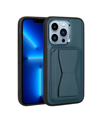 iPhone 12 Pro Kılıf Kartlıklı Standlı ​Pu Deri Memo Kapak