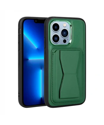 iPhone 12 Pro Max Kılıf Kartlıklı Standlı ​Pu Deri Memo Kapak