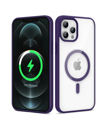 iPhone 12 Pro Max Kılıf M-safe Wireless Şarj Özellikli Silikon Ege Kapak