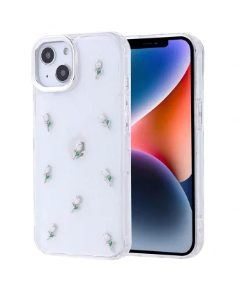 iPhone 13 Kılıf Airbag Tasarımlı Simli Şeffaf Kutup Kapak