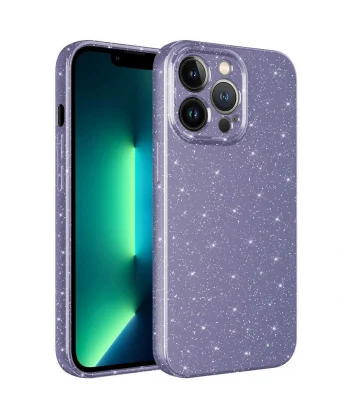 iPhone 13 Pro Kılıf Kamera Korumalı Simli Lüks Koton Kapak