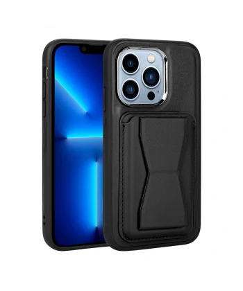 iPhone 13 Pro Kılıf Kartlıklı Standlı ​Pu Deri Memo Kapak