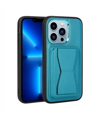 iPhone 13 Pro Max Kılıf Kartlıklı Standlı Pu Deri Memo Kapak