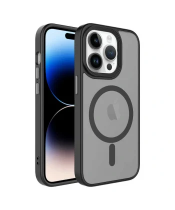 iPhone 13 Pro Max Kılıf Mat Arka Yüzey Wireless Şarj Özellikli Flet M-safe Kapak